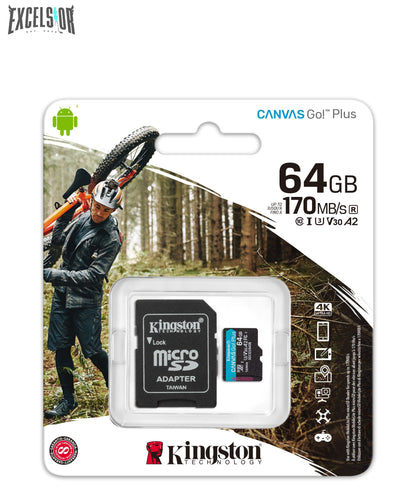 Kingston SDCG3/SDXC microSD Go Plus (for Android Mobile Devices, Action Cams, Drones and 4K Video Production)